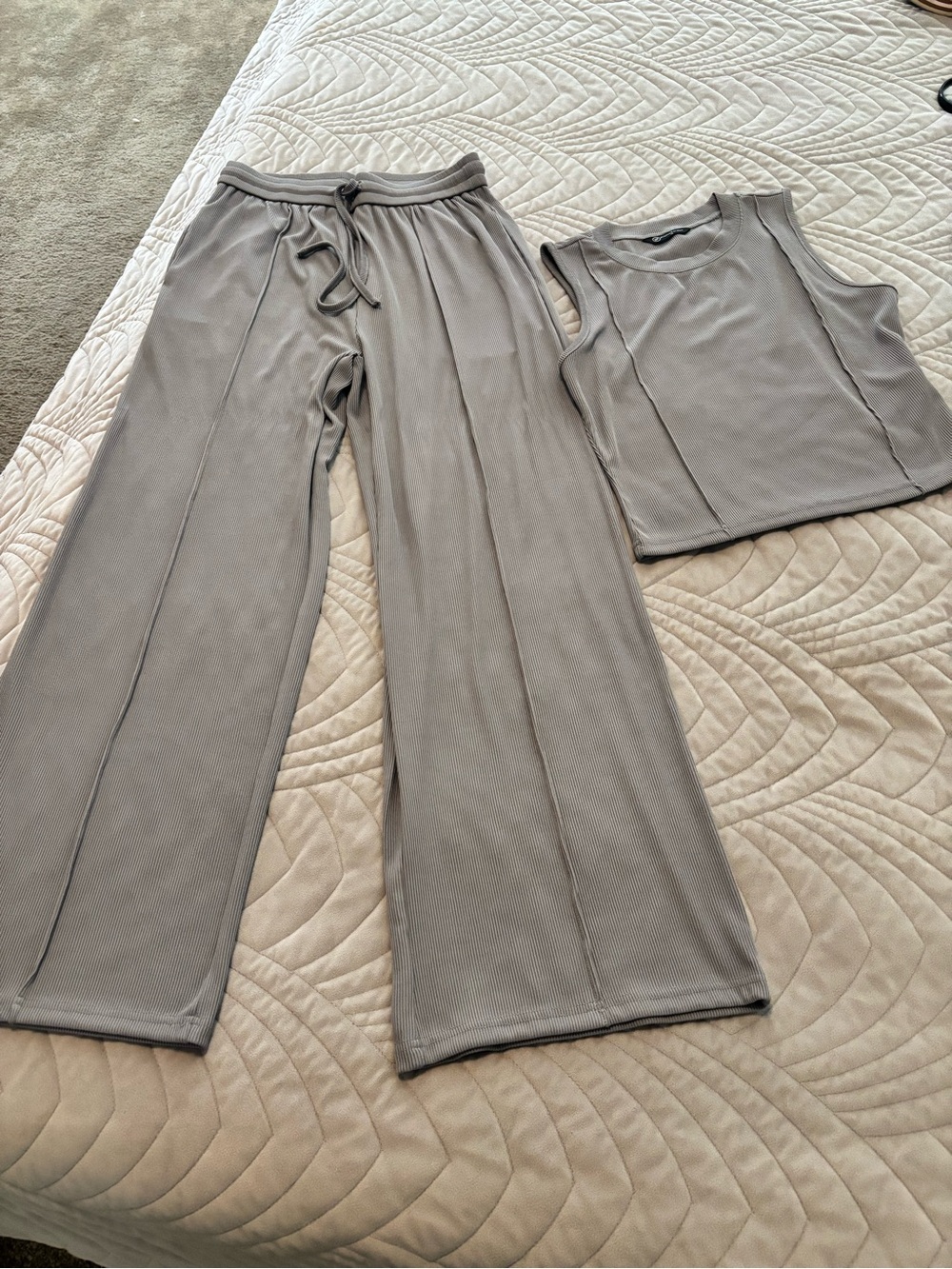 Women's Ribbed Lounge Set - Gray - Picture 1 of 1